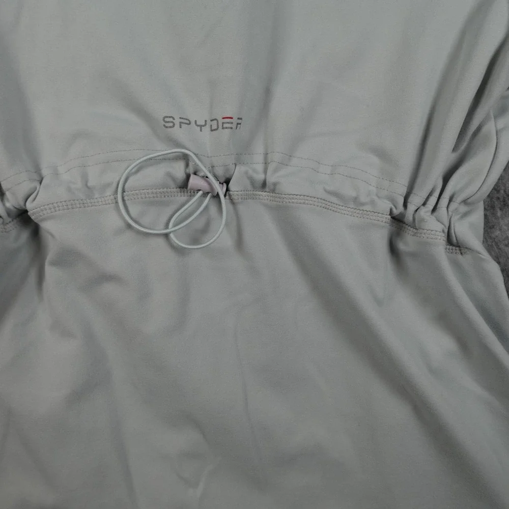 Spyder Jacket Womens‎ Medium Grey Full Zip Hooded Thumbholes Cinched Waist